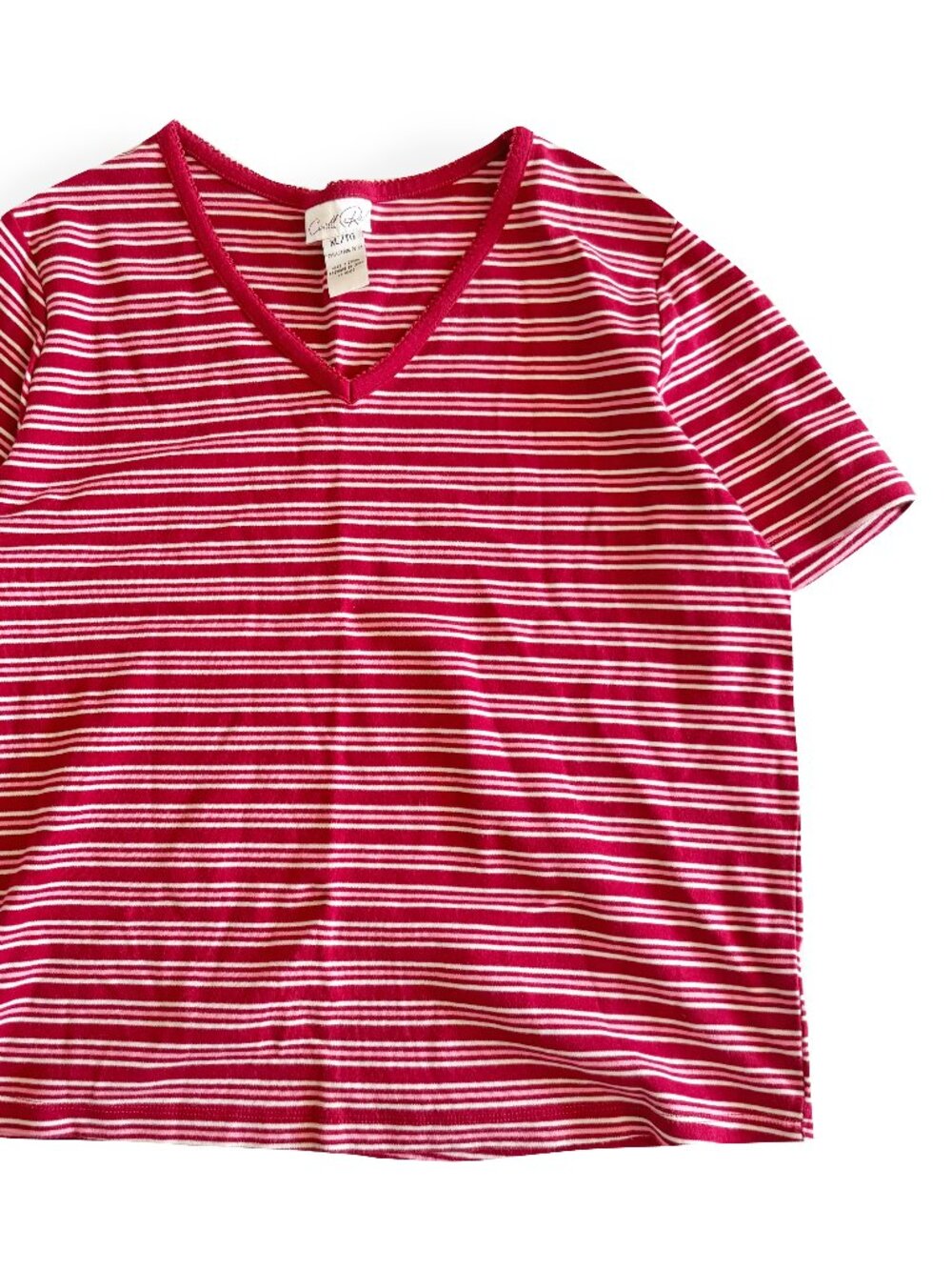 Secondhand Caroll Reed, Striped T-Shirt / V-Neck Short Sleeved Shirt